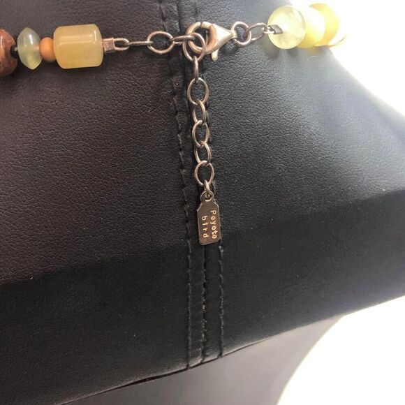 1482 Peyote Bird Chunky Agate sterling silver 925 statement Necklace  18" - Picture 3 of 4